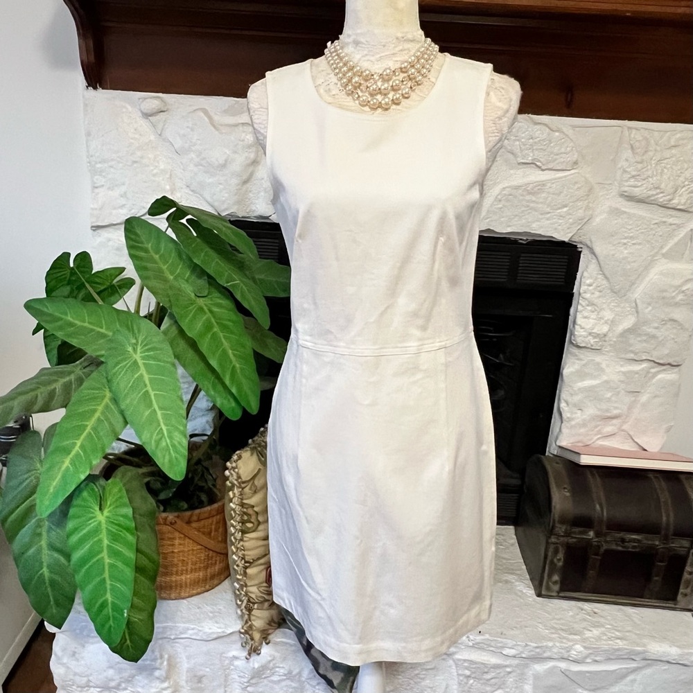 Theory Diamita White Sleeveless Cotton Sheath Dress NWT Women’s Size 6